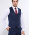 Navy Blue Plain 8 Buttoned Vest - Wessi