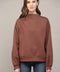 Zipper Trimmed Round Neck Sweatshirt CHOCO BROWN