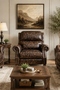 English Rolled Arm Recliner - Dark Brown Leather