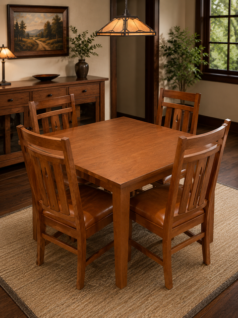 Mission Quarter Sawn White Oak Square Dining Table Set Michael's Cherry