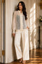 Embroidered Lace Button-Front Blouse