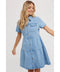 Tiered Denim Shirt Dress in Light Wash for Women
