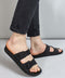 Men's Black Double-Strap Slide Sandals with Adjustable Buckles - Wessi