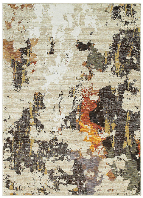 Fusion Contemporary Rug Tan / Cream / Gray / Black / Burnt Orange