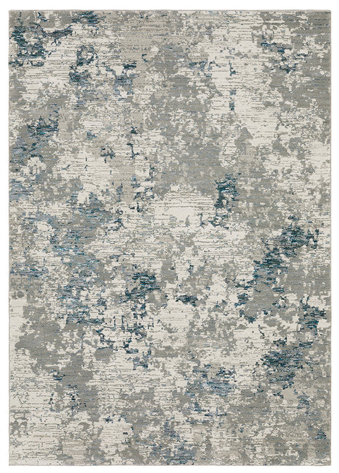 Fusion Contemporary Rug - Gray / Denim Blue / Beige