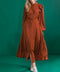 TIER ELEGANCE BROWN WOVEN MIDI DRESS