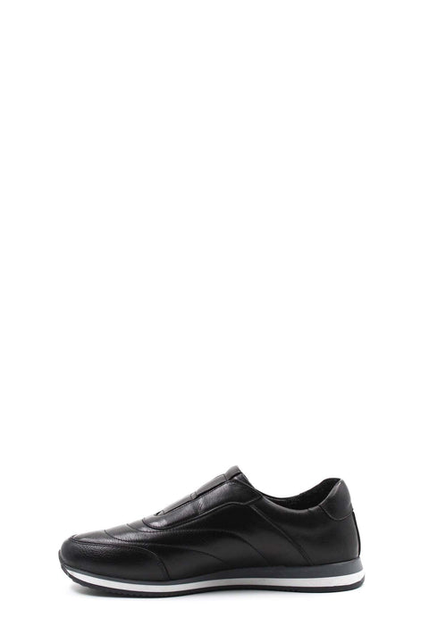 Black Leather Contrast-Sole Sneakers for Men | Wessi