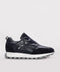 Navy Suede-Textured Leather Running Sneakers for Men | Wessi