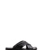 Men's Black Leather Crisscross Slide Slippers with Textured Straps and Cushioned Sole - Wessi