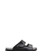 Men's Black Leather Open-Toe Slippers with Adjustable Straps - Wessi