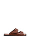 Men's Brown Leather Slippers with Dual Velcro Straps - Wessi
