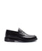 Men's Black Leather Penny Loafers-Wessi