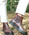 Men's Brown Leather Chelsea Boots Elastic Side Panels with Fur Lining - Wessi