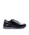 Men's Black Leather Lace-Up Sneakers with Contrast Sole - Wessi
