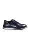 Men's Navy Blue Casual Leather Sneakers with Grey Accents - Wessi