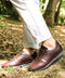 Men's Brown Leather Sneakers with Embossed Croc Texture - Wessi