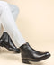 Men's Black Leather Ankle Boots with Side Zipper - Wessi