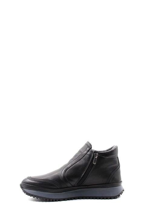 Black Leather Slip-On Ankle Boots Wessi