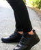 Men's Black High-Top Leather Sneakers with Cushioned Sole - Wessi