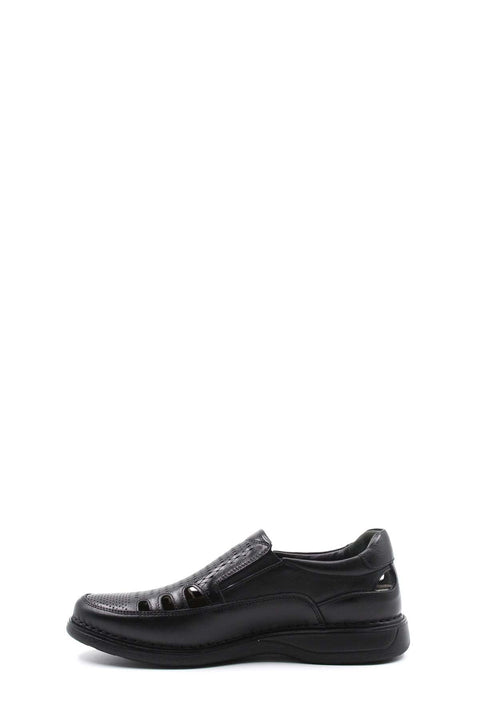 Men's Black Orthopedic Leather Sandals - Wessi