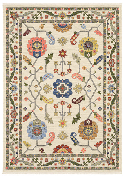 Medalia Area Rug - Cream. Sage Green. Blue. Yellow