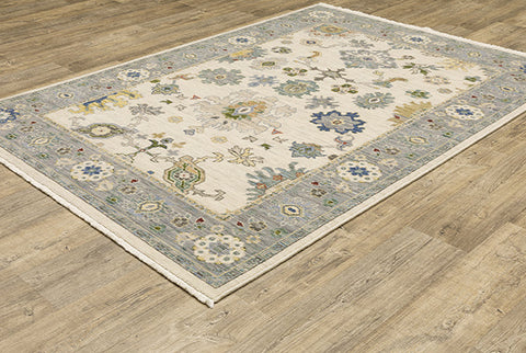 Medalia Area Rug - Cream. Blue Gray. Yellow