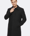 Burgundy Checked Hidden Button Peak Lapel Coat - Wessi