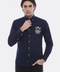 Emblemed Long Sleeve Navy Blue Shirt - Wessi