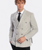 Wide Lapel Striped Double Breasted Grey Men Blazer - Wessi