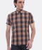 Checked Short Sleeve Brown Men Shirt - Wessi