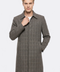 Brown Checked Hidden Button Coat - Wessi