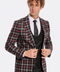 Burgundy Checked Blazer Slim Fit Black Men Suit - Wessi