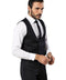 Patterned Double Breasted Navy Blue Men Trousers Vest Set - Wessi
