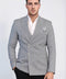 Black Micro-Check Slim Fit Double-Breasted Blazer with Silver Metal Buttons – Wessi