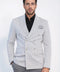 Gray Pinstriped Slim Fit Double-Breasted Blazer with Silver Metal Buttons – Wessi