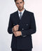 Modern Fit Double-Breasted Navy Men’s Suit with Silver-Tone Metal Buttons – Wessi