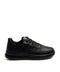 Men's Black Leather Low-Top Sneakers with Perforated Design - Wessi