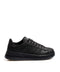 Men's All-Black Leather Low-Top Sneakers with Textured Toe - Wessi
