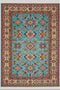 Hand-Knotted Vegetable Dye Kazak Rug from Pakistan, size 9" x 12"