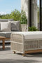 Alpine Teak Wood Outdoor Ottoman with Biege Rope Design