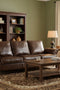 English Rolled Arm Sofa - Dark Brown Leather