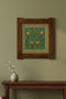 Arts & Crafts Mission Oak Framed Art with Stained Glass Blooms - Walnut finish