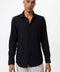 Men's Black Long Sleeve Linen Shirt - Wessi