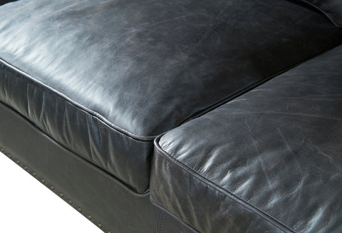 English Rolled Arm Love Seat - Slate Leather
