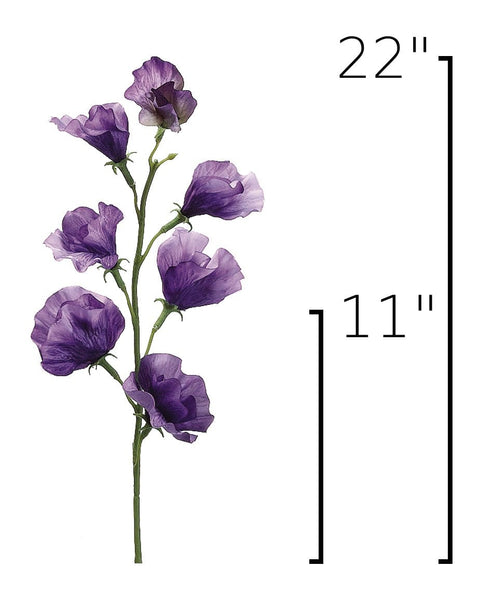 22" Faux Purple Sweet Pea Stem