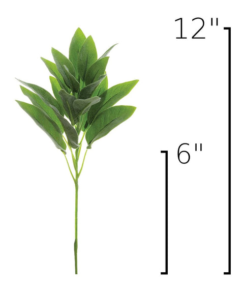 12" Faux Green Sage Pick Stem