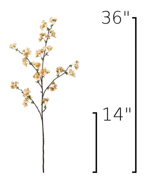 36" Faux Quince Blossom Apricot Cream Stem Flowering Branch