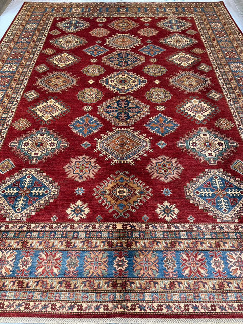 Hand-Knotted Vegetable Dye Kazak Rug from Pakistan,  10' 4" x 13' 5"