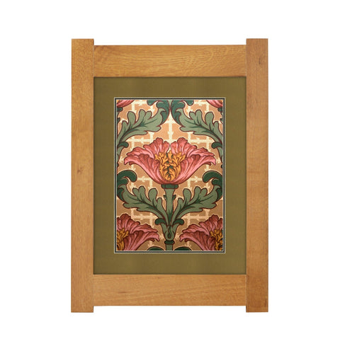 Arts & Crafts Mission Oak Framed Art with Poppy Delight