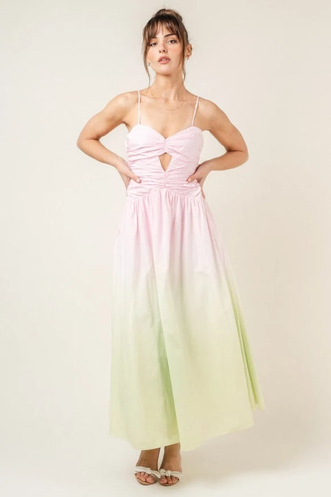 Ombre Wrinkled Maxi Dress for Women
